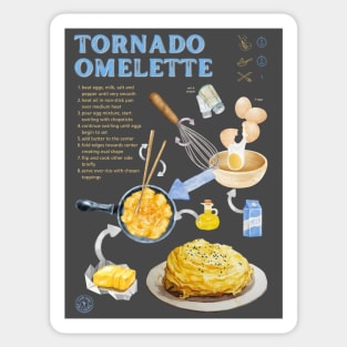 Tornado Omelette Recipe Print – Trendy Japanese Food Art & Aesthetic Kitchen Decor Sticker